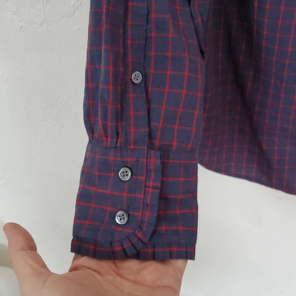 J. Crew Plaid Ruffle Detail Women's Top - Picture 7 of 9